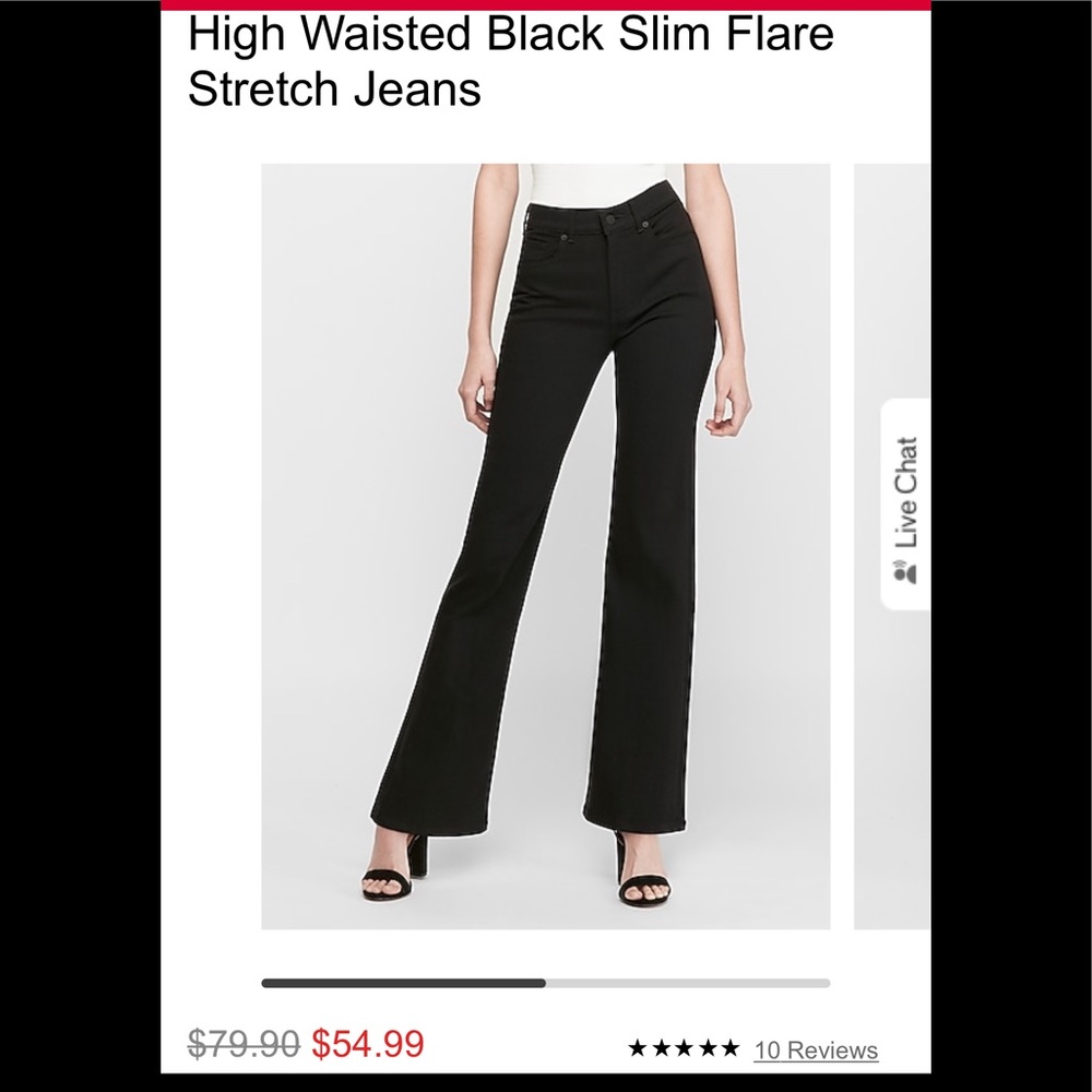 Express high waisted black slim flared jeans